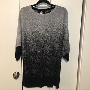 Sliver and Black Ashro Knit Batwing Top 2X Preowned